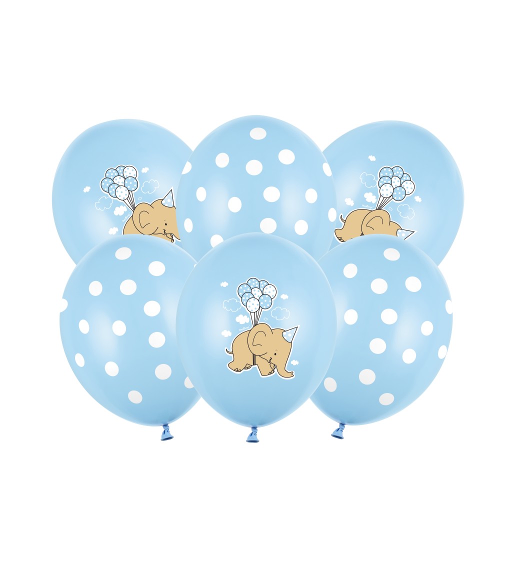 Balonky se slonem - modrý 6 ks