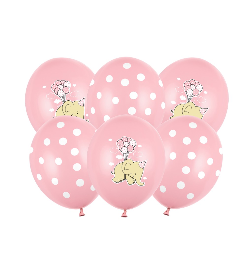 Balonky se slonem - růžový 6 ks