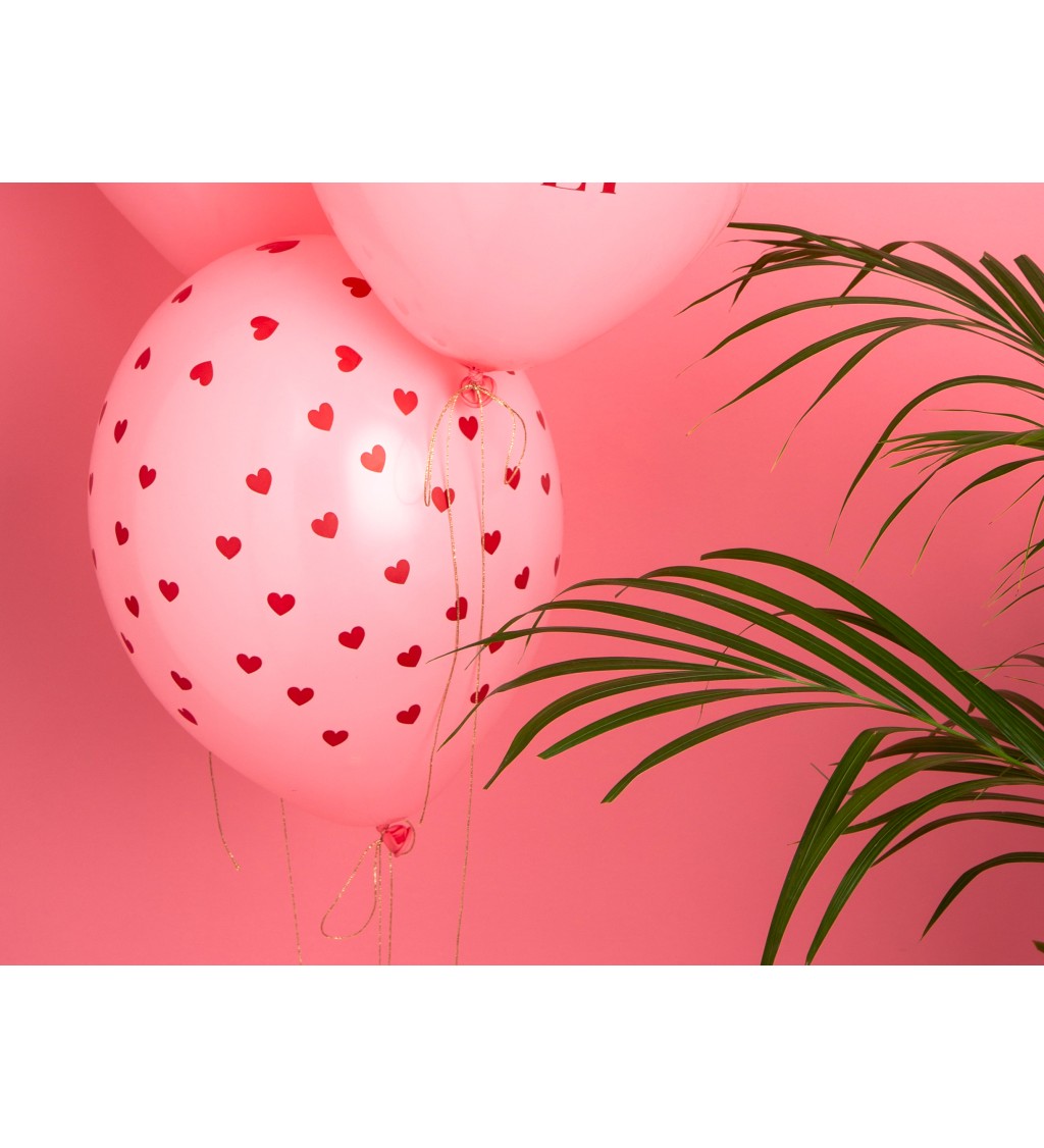Balonky růžové - srdíčka 6 ks