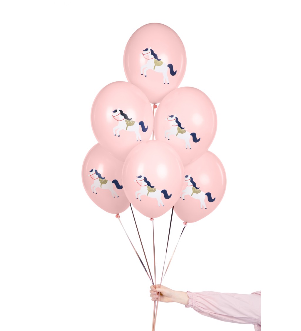 Světle růžové balónky - koník 6 ks
