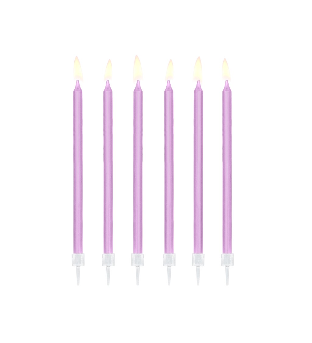 Fialové svíčky do dortu