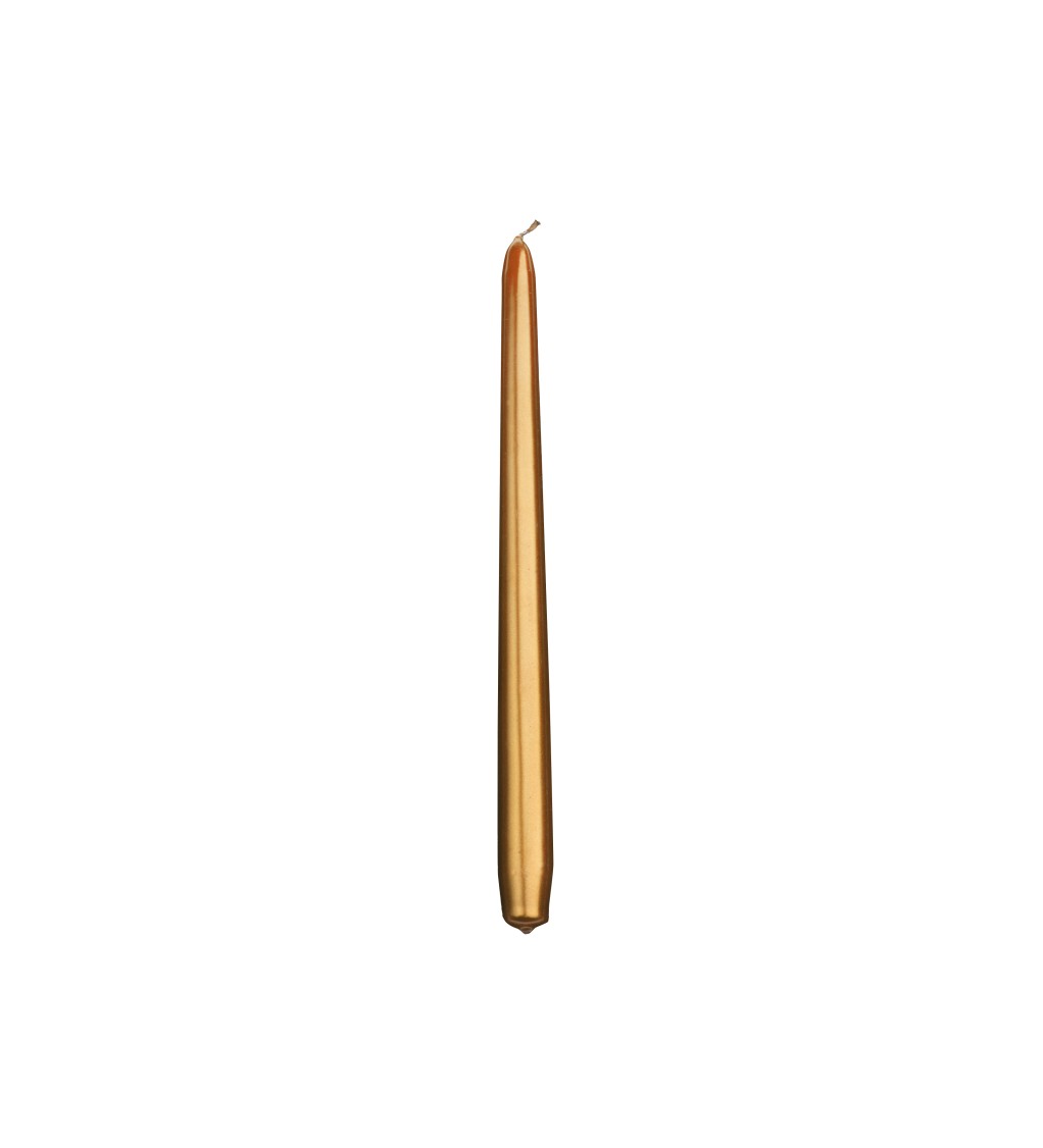Dlouhé úzké svíčky 29 cm - zlaté 10 ks