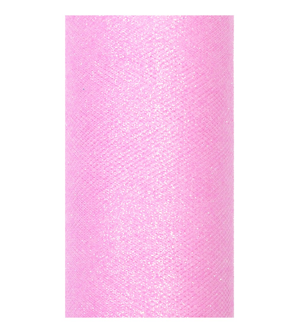 Světle růžový tyl - třpytivý (0,15 m)
