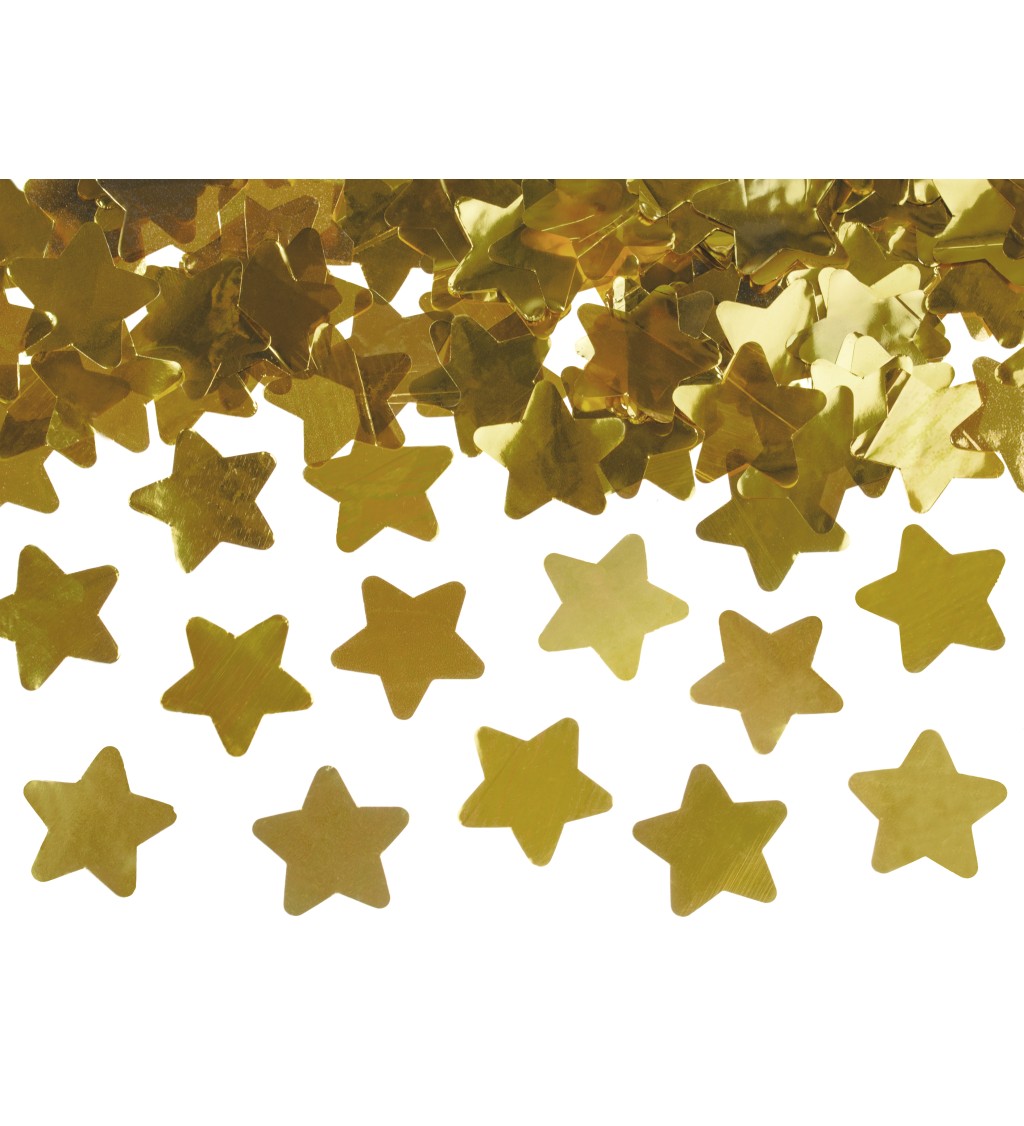 Zlaté strieľajúce konfety v podobe hviezd