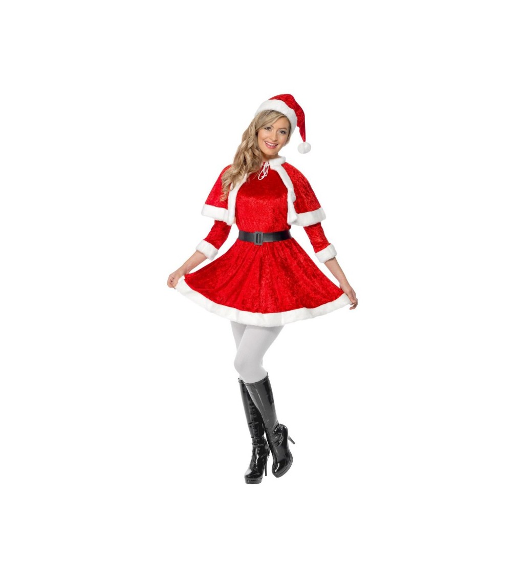 Dámský kostým Miss Santa s plášťíkem