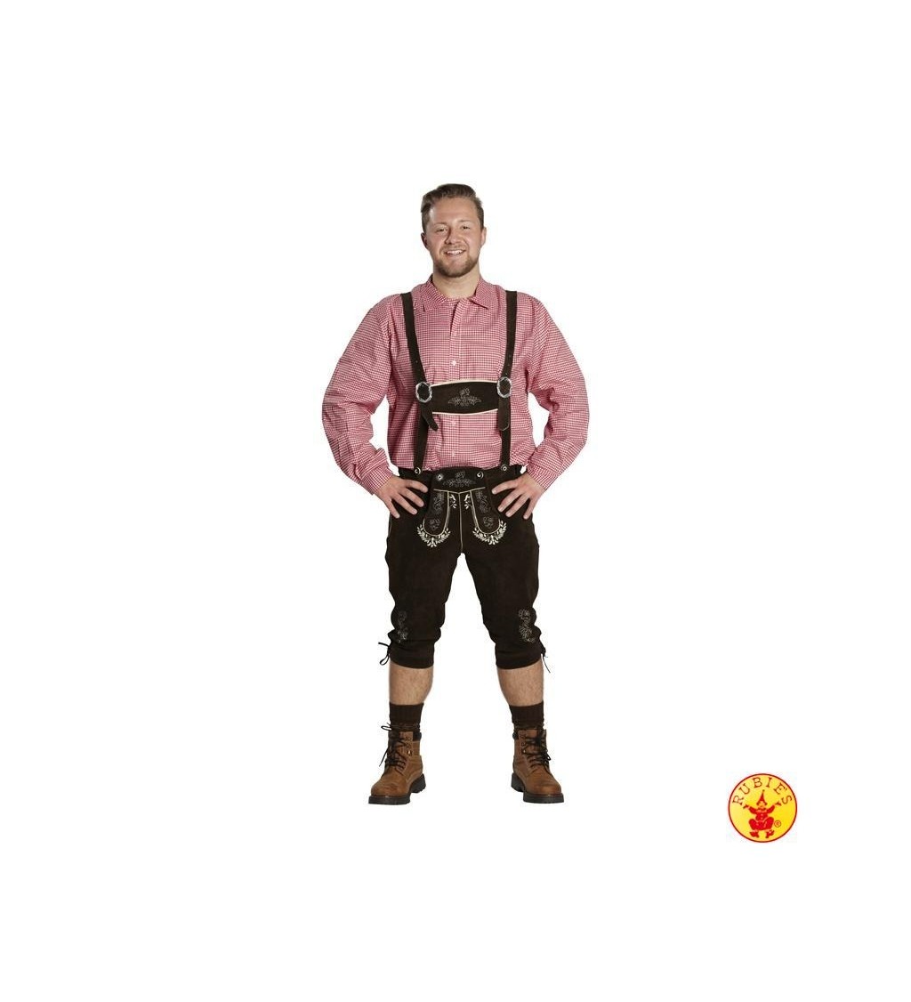Bavorské kalhoty z pravé kůže - tmavě hnědé