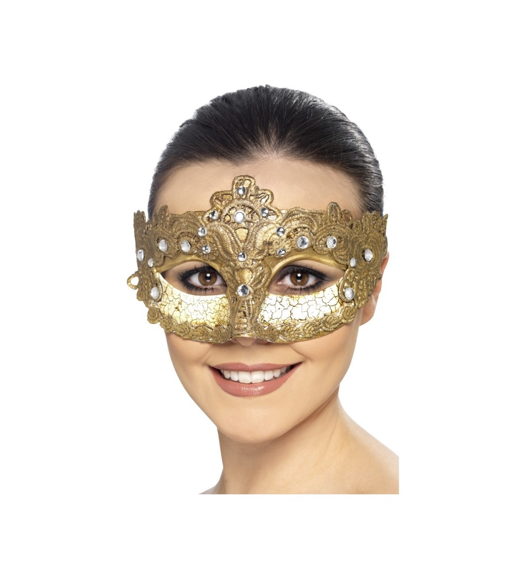 Benátská maska - zlatá