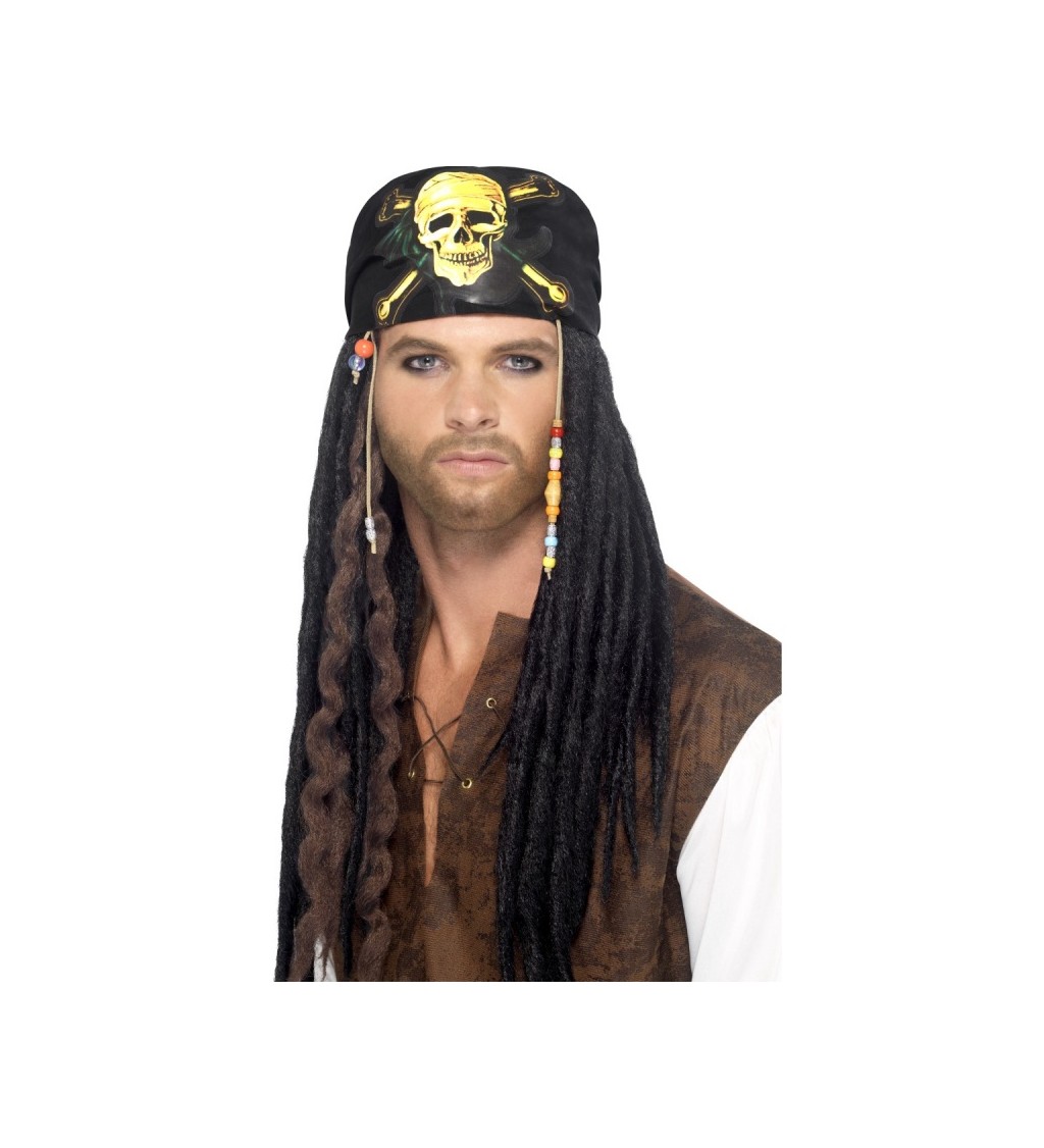 Pirátská paruka - šátek s dredy