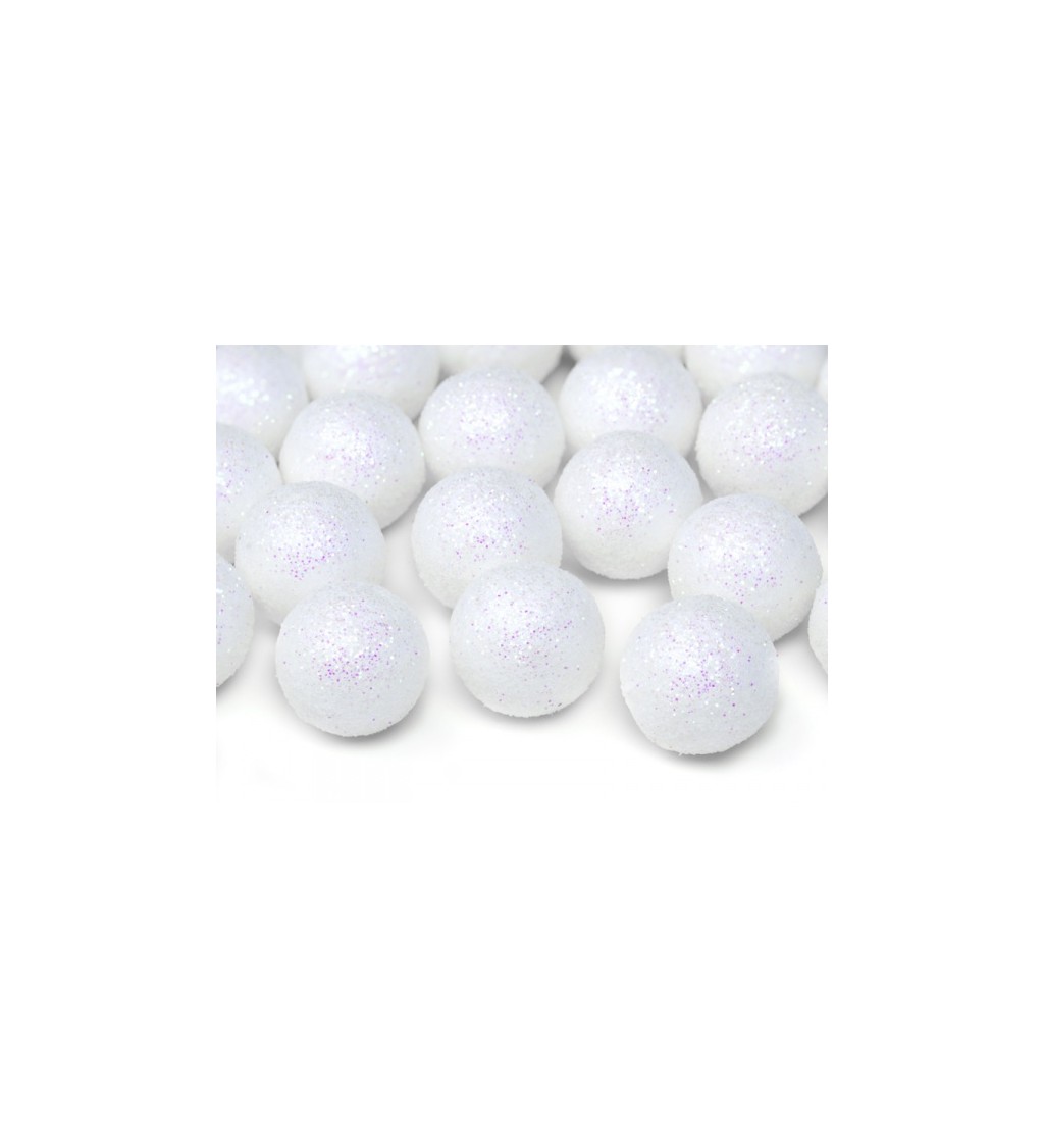 Bílé dekorační balónky se třpytkami (2 cm)