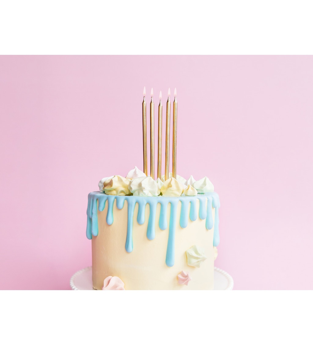 Zlaté dortové svíčky dlouhé