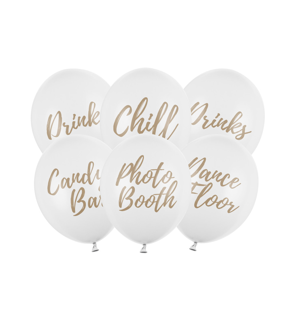 Mix party balónků - bílé s nápisy