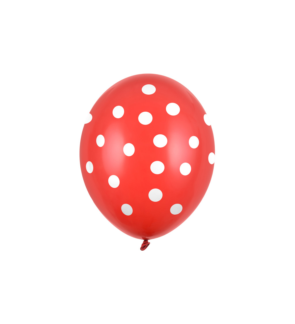 Latexový balónek - červený s puntíky