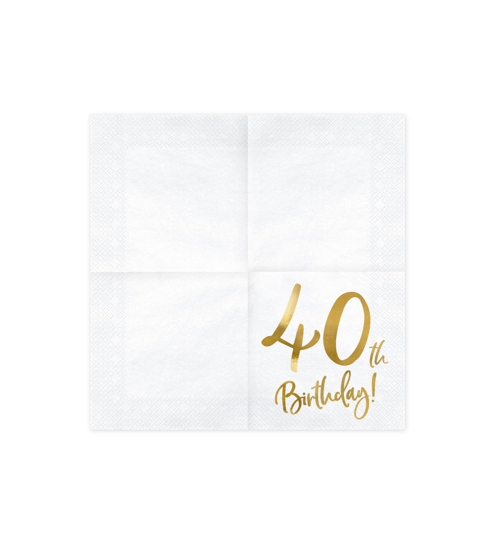 Bílo-zlaté ubrousky - 40. narozeniny