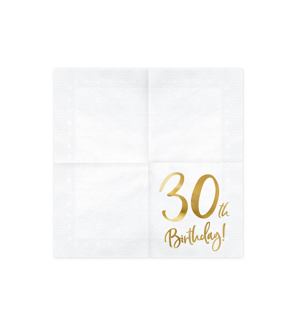 Bílo-zlaté ubrousky - 30. narozeniny