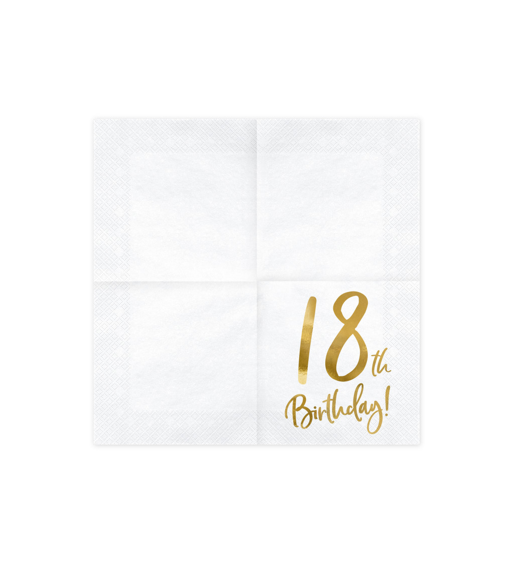 Bílo-zlaté ubrousky - 18. narozeniny