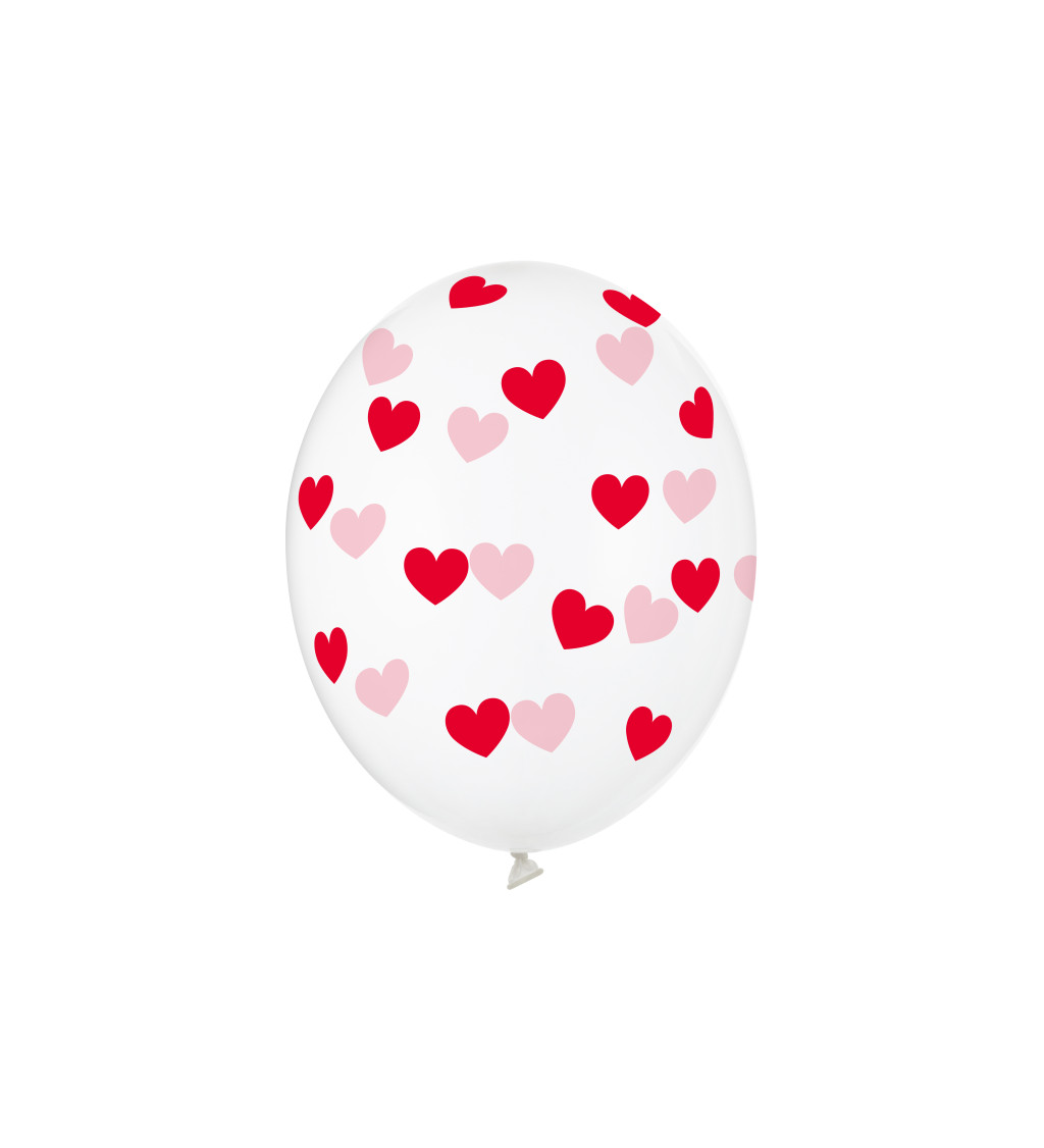 Srdíčkové průhledné balónky - 6ks