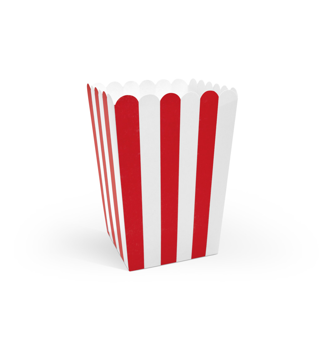 Papírový box na popcorn - bílo červený