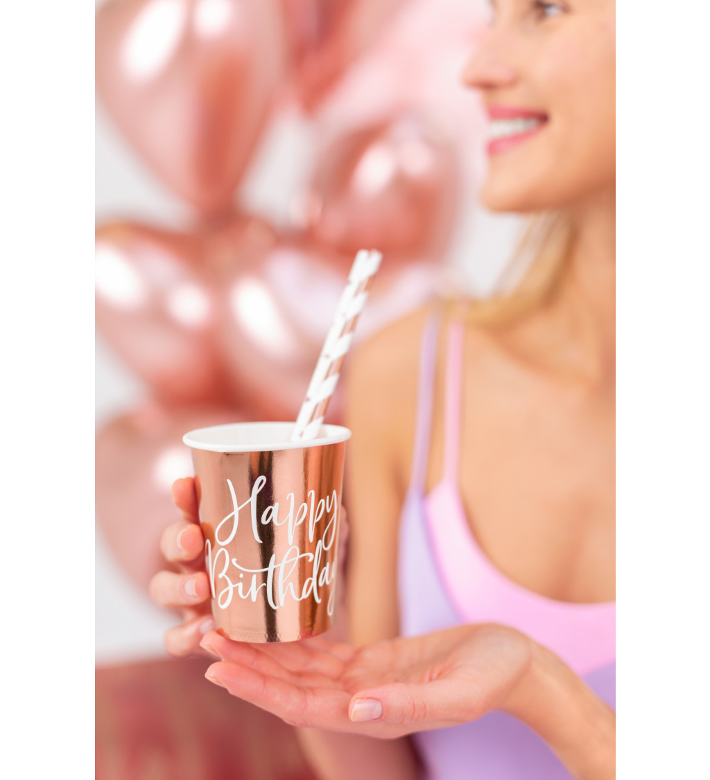 Rosegold Kelímky s nápisem Happy Birthday