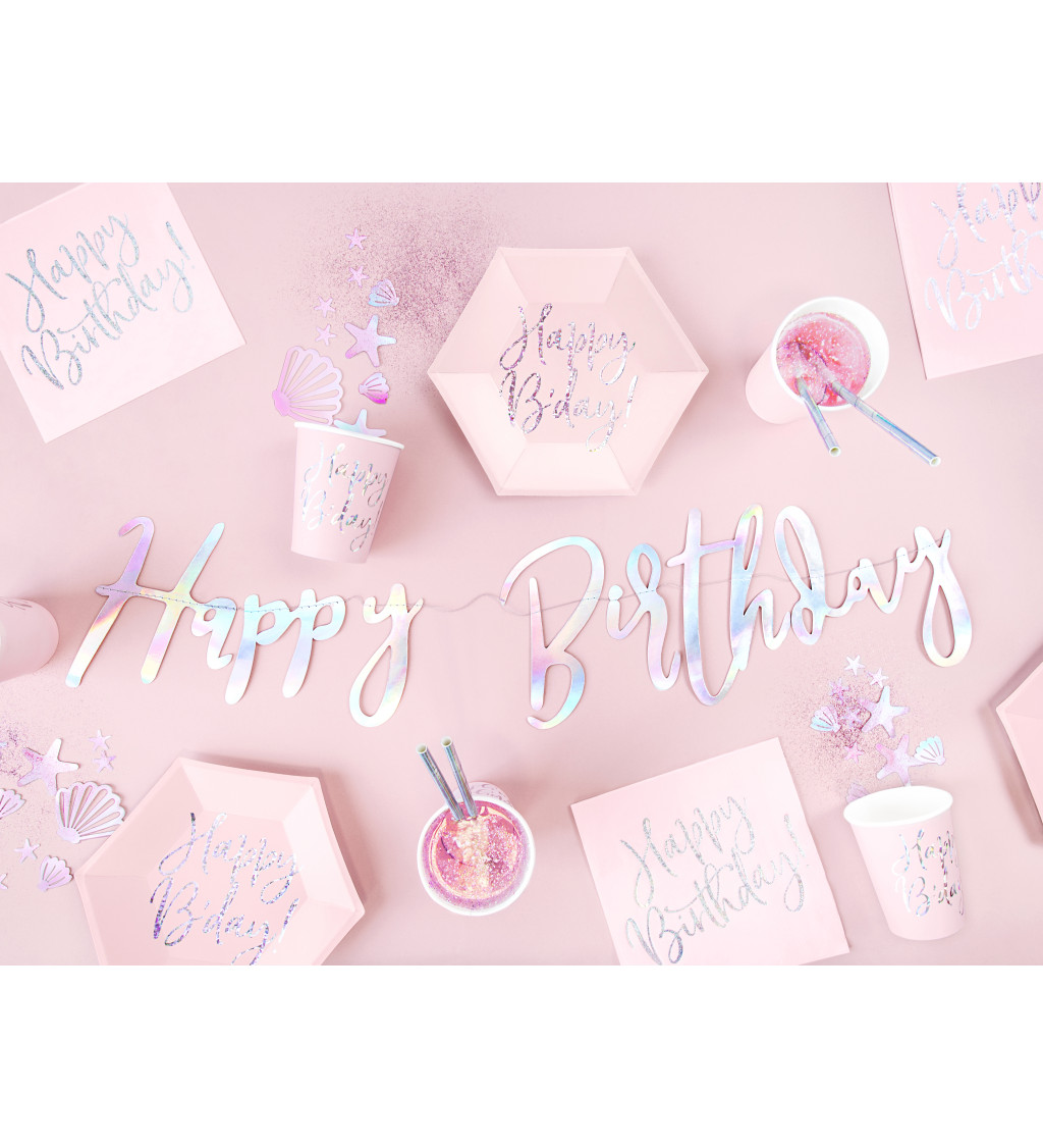 Kelímky světle růžové - Happy birthday