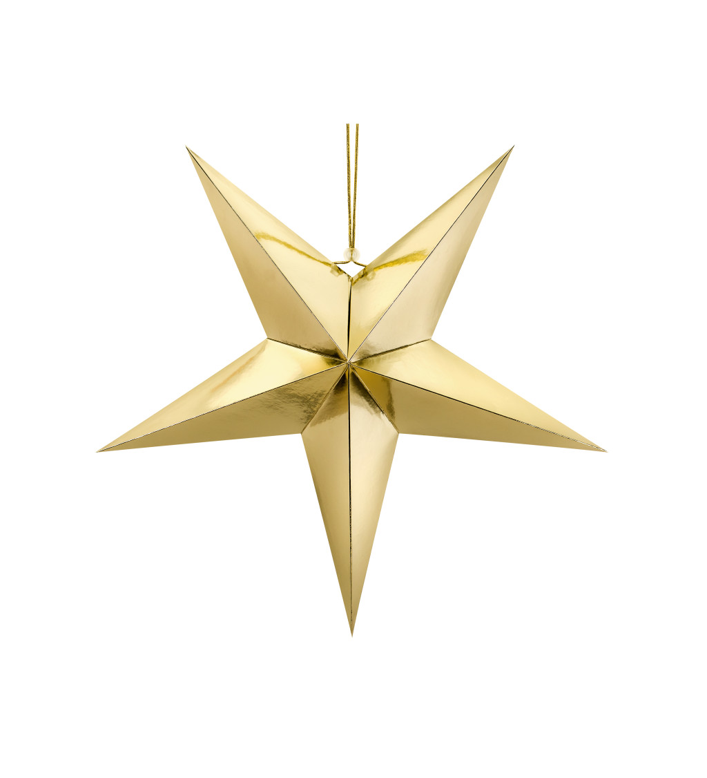 Zlatá dekorační hvězda - závěsná (70 cm)