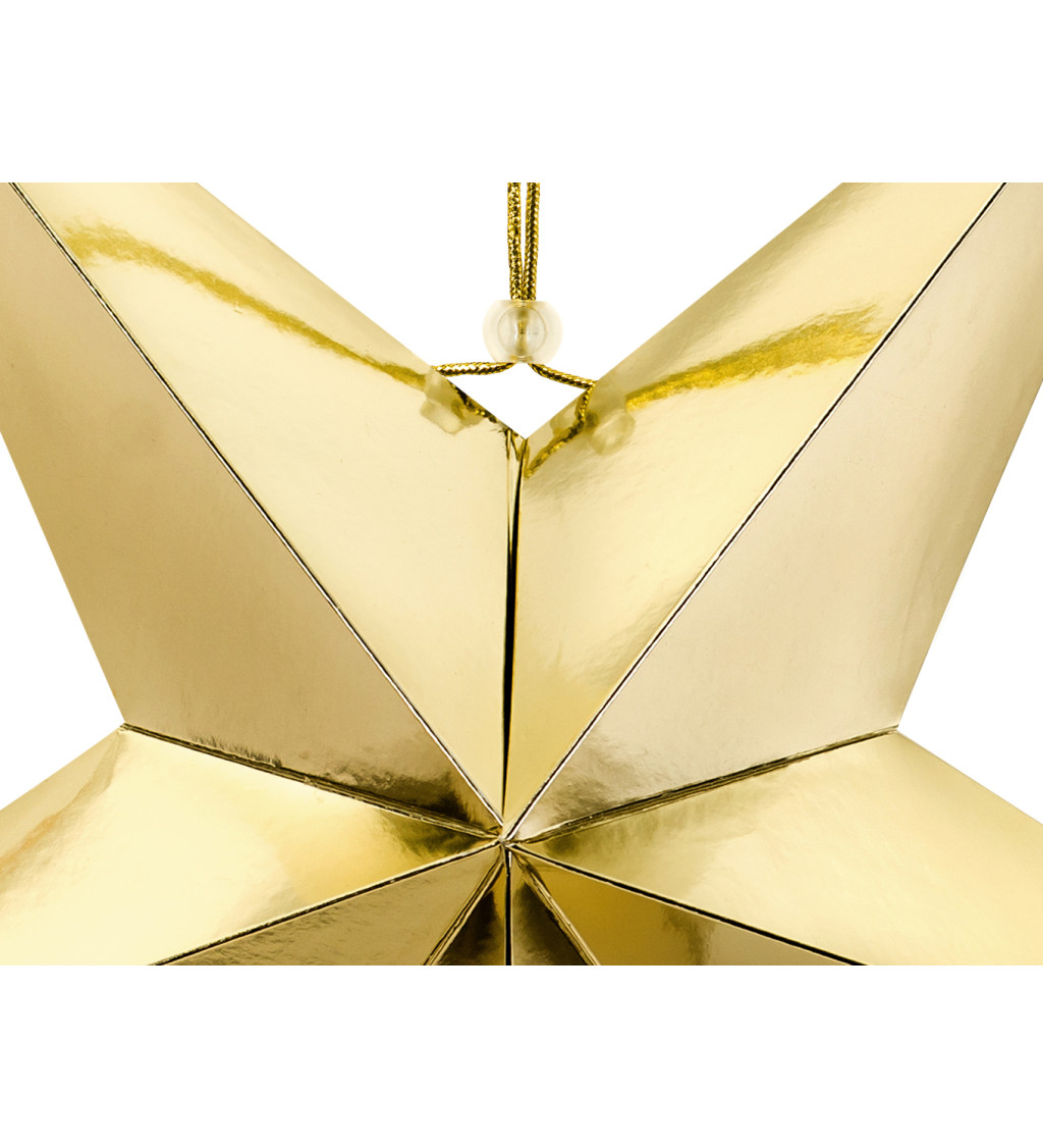 Zlatá dekorační hvězda - závěsná (70 cm)