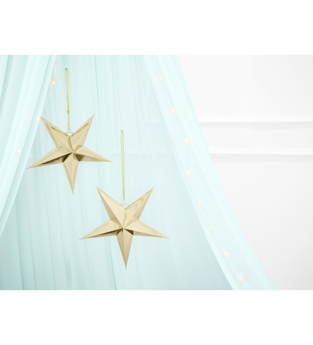 Zlatá dekorační hvězda - závěsná (45 cm)