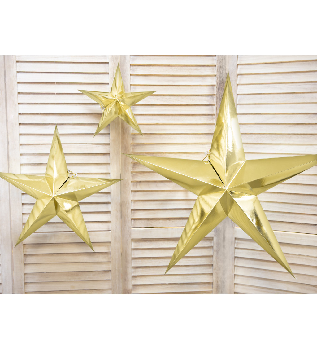 Zlatá dekorační hvězda - závěsná (45 cm)