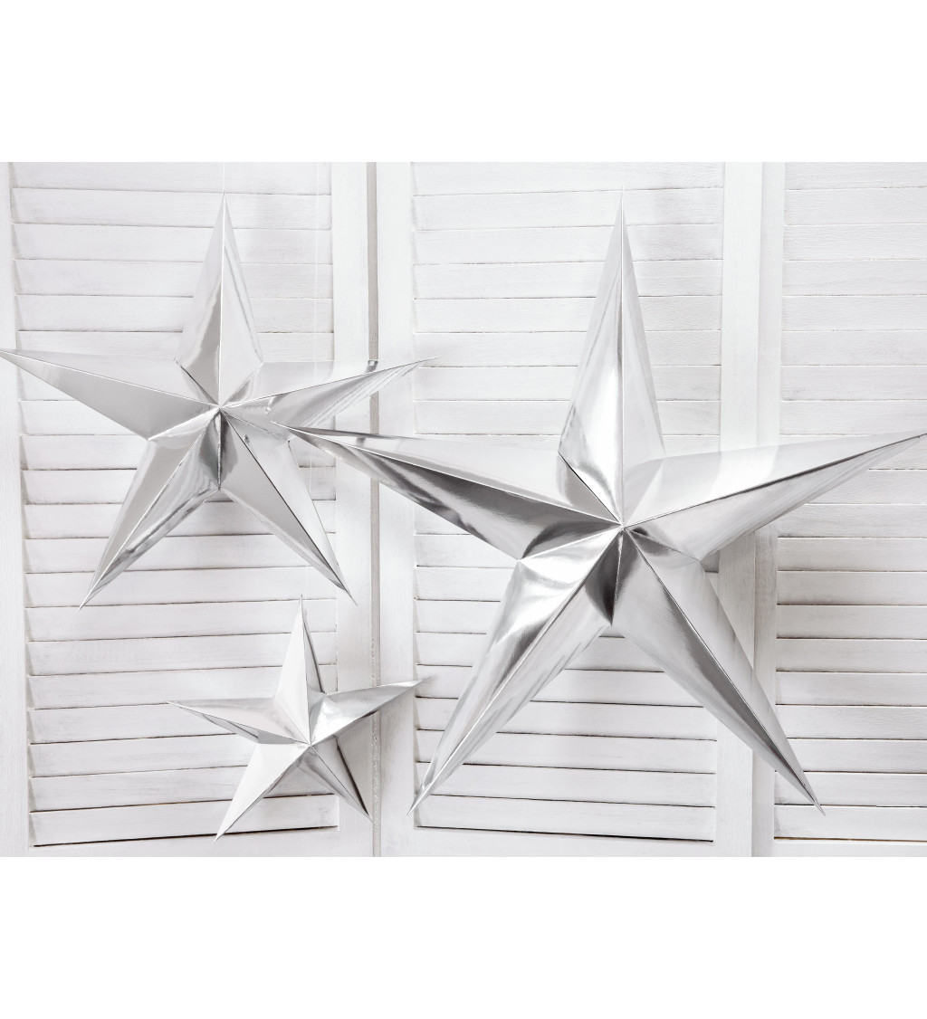 Stříbrná dekorační hvězda - závěsná (45 cm)