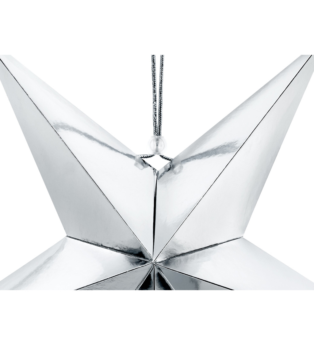 Stříbrná dekorační hvězda - závěsná (45 cm)
