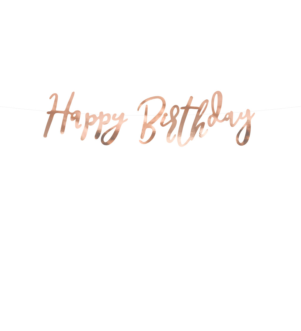 Girlanda Happy Birthday - růžové zlato