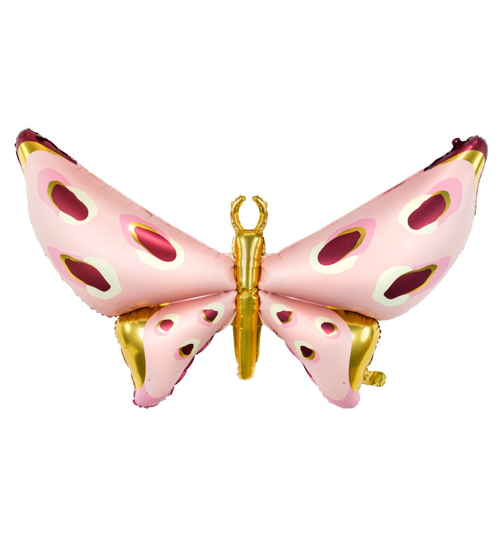 Balónek růžovo zlatý motýl - rosegold