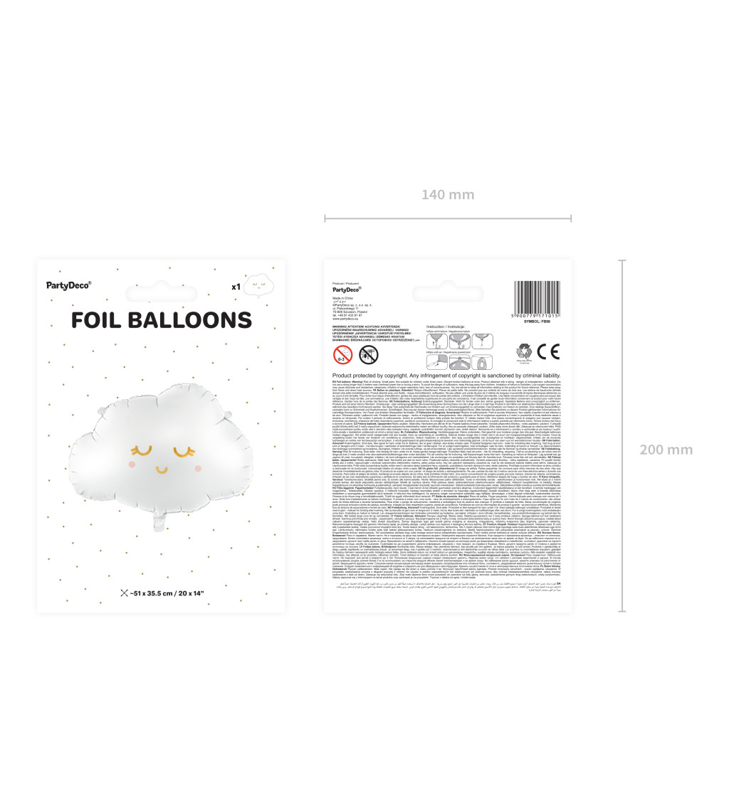 Fóliový balónek bílý mráček