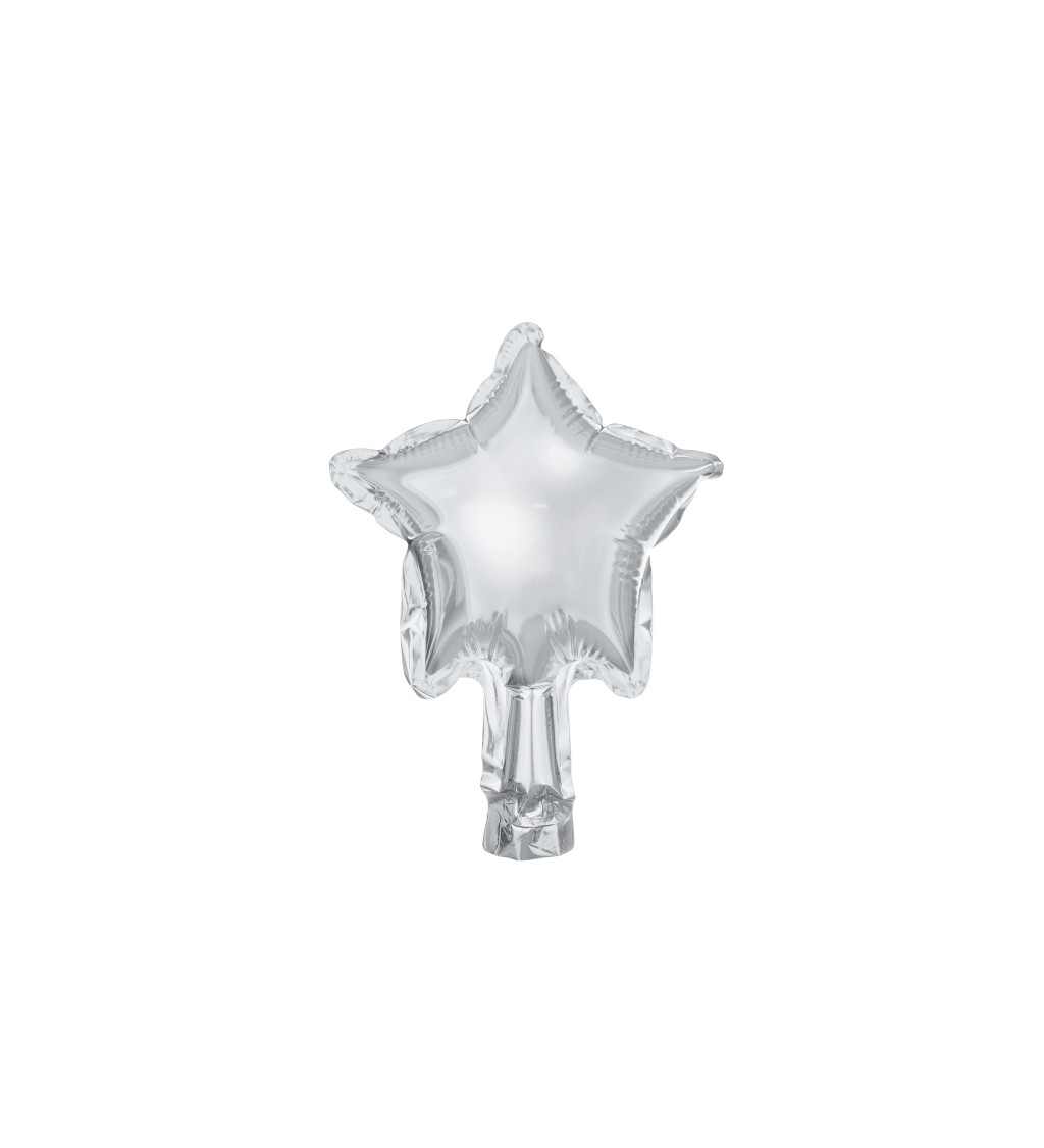 Fóliové mini balónky - stříbrné hvězdy (25 ks)