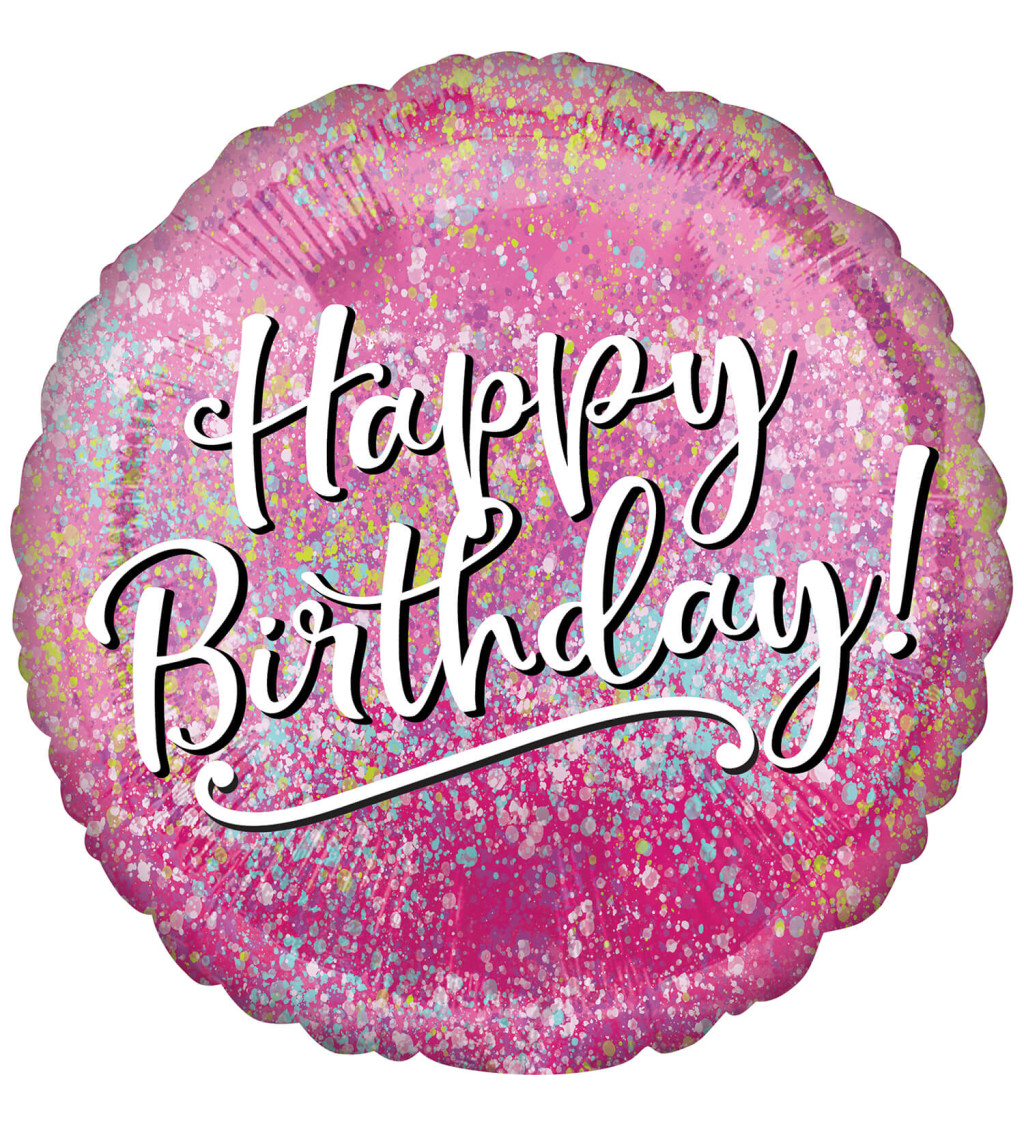 Růžový balónek - Happy Birthday