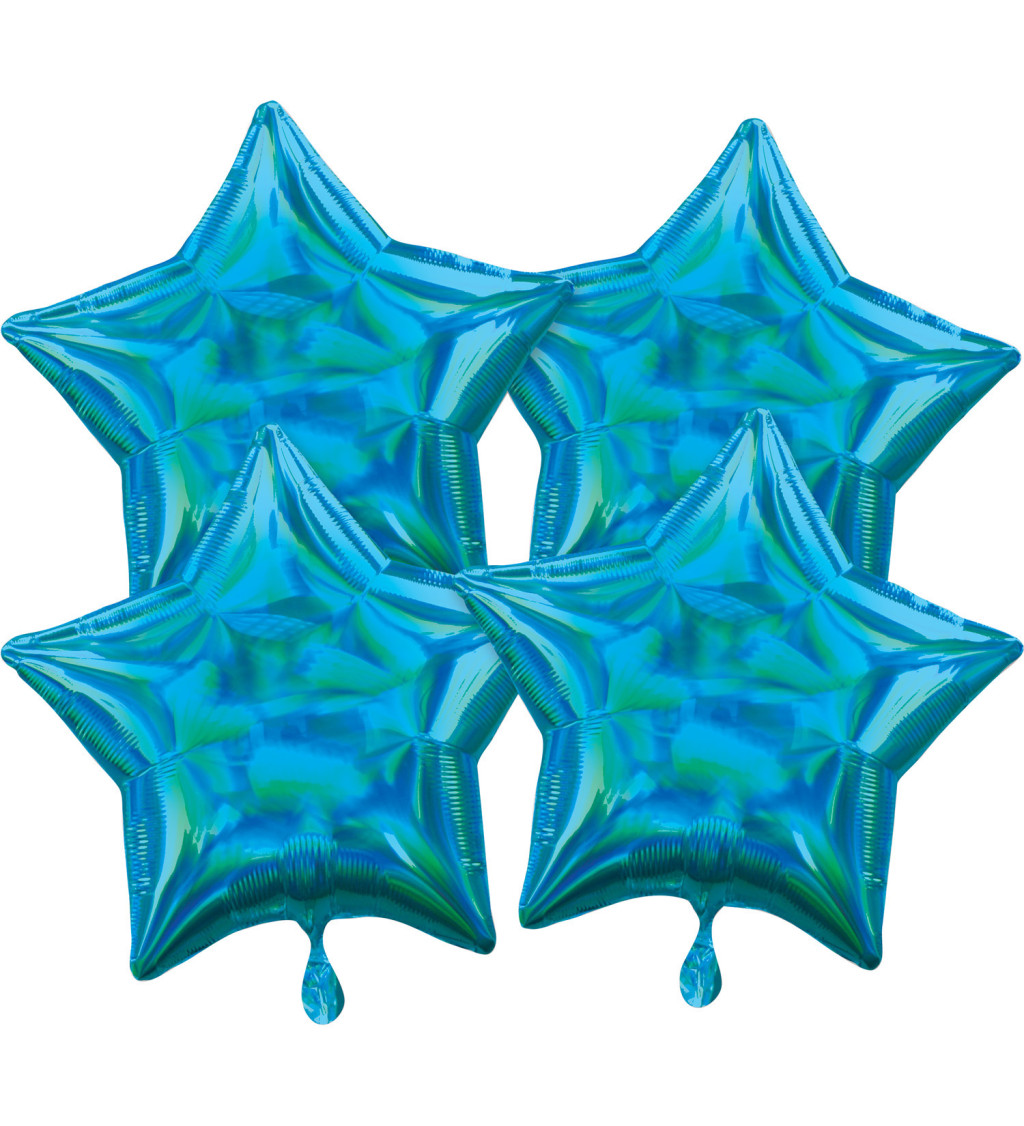 Fóliové balónky duhově tyrkysové hvězdy