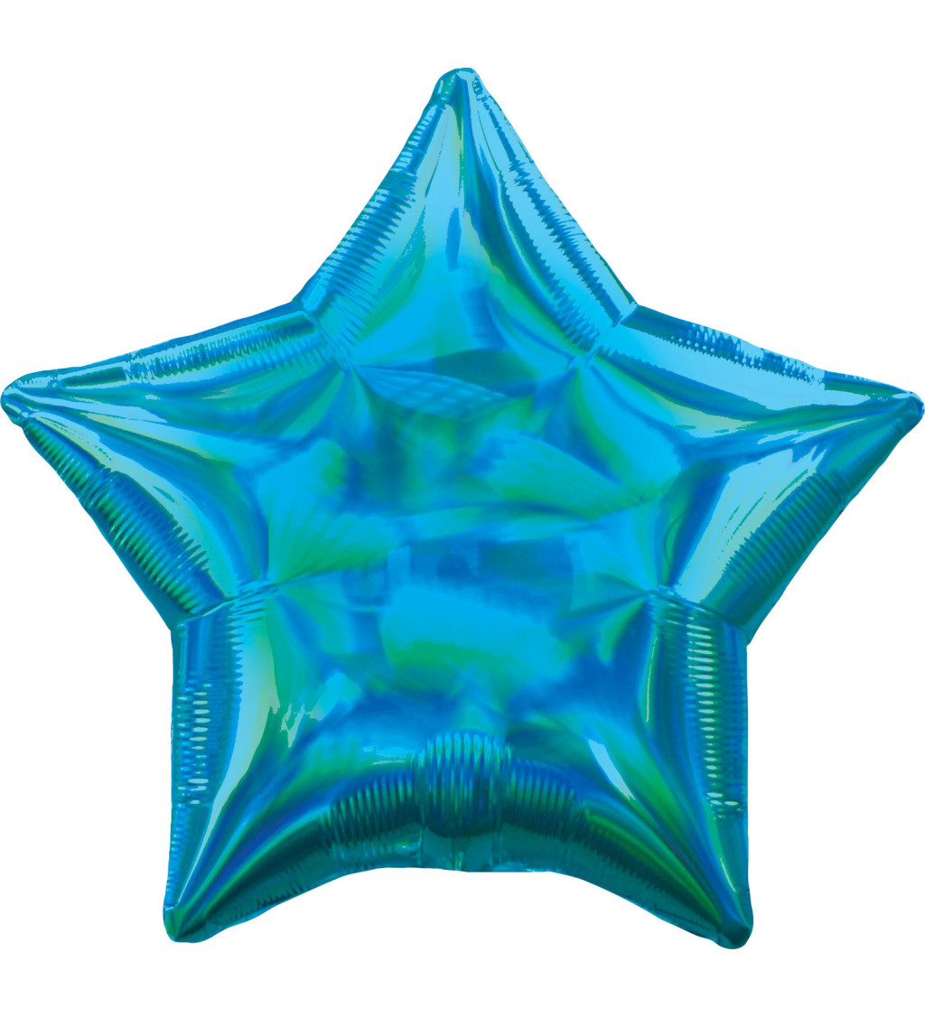 Modrá holografická hvězdička - balónek