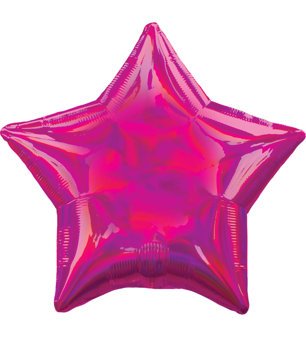 Balónek holografický - hvězda růžová
