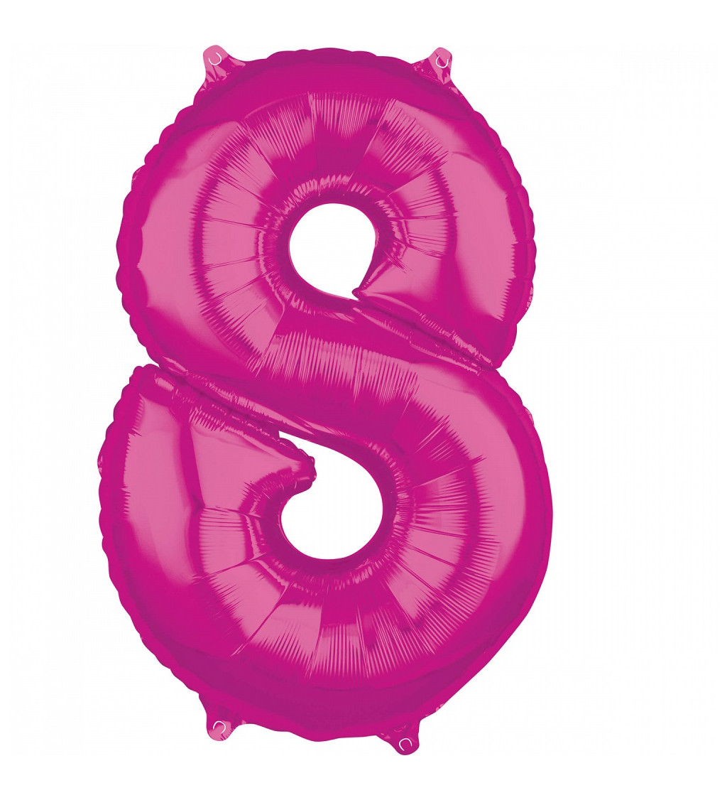 Velký růžový foliový balónek "8"