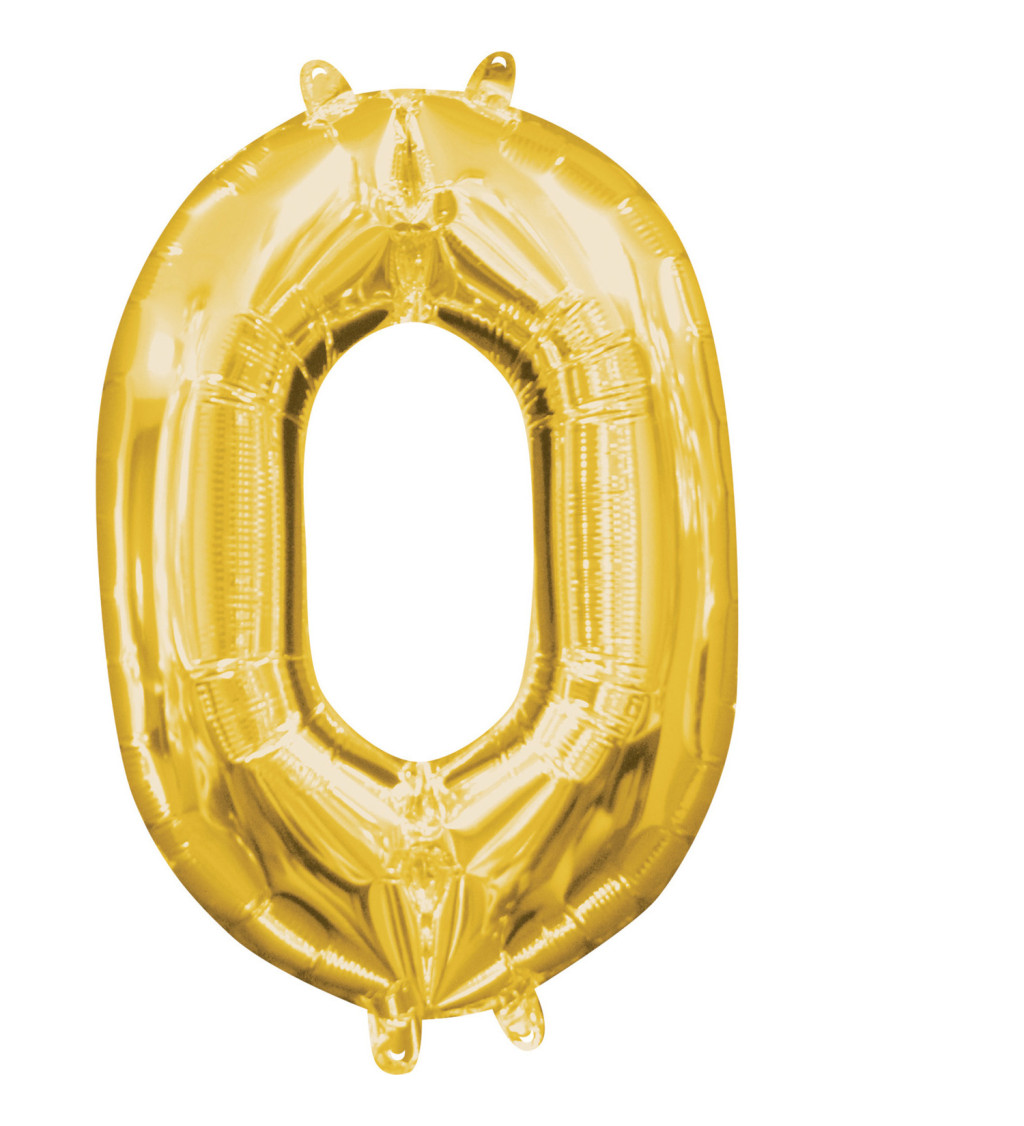 Zlatý fóliový balónek čísla 0 - malý