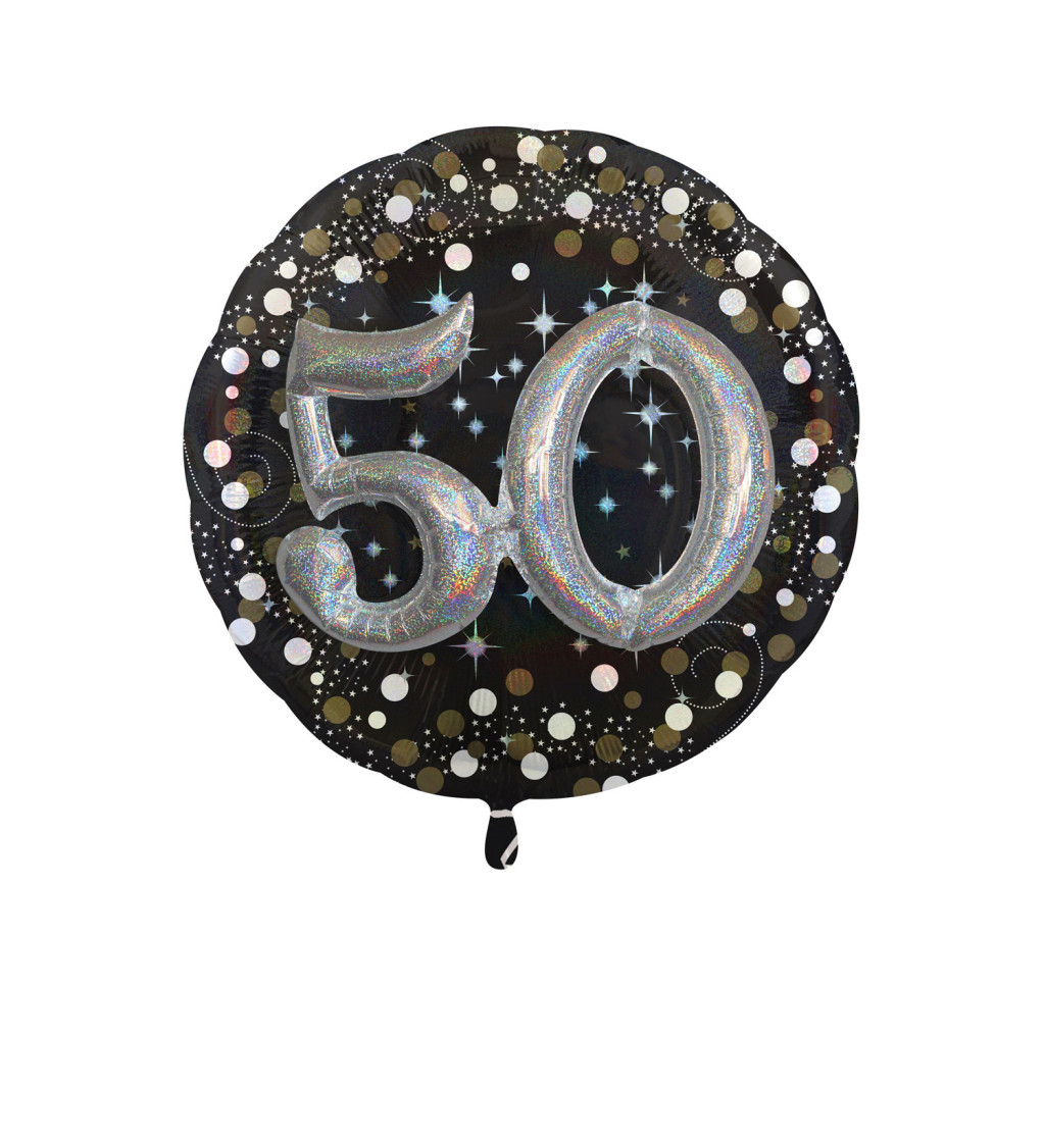 Fóliový černo-stříbrný balónek 50