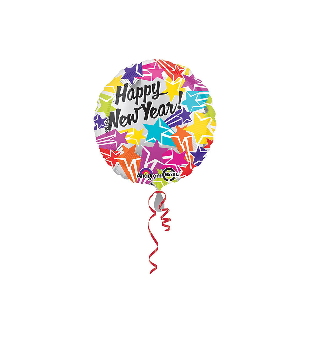 Fóliový balónek s hvězdami Happy New Year