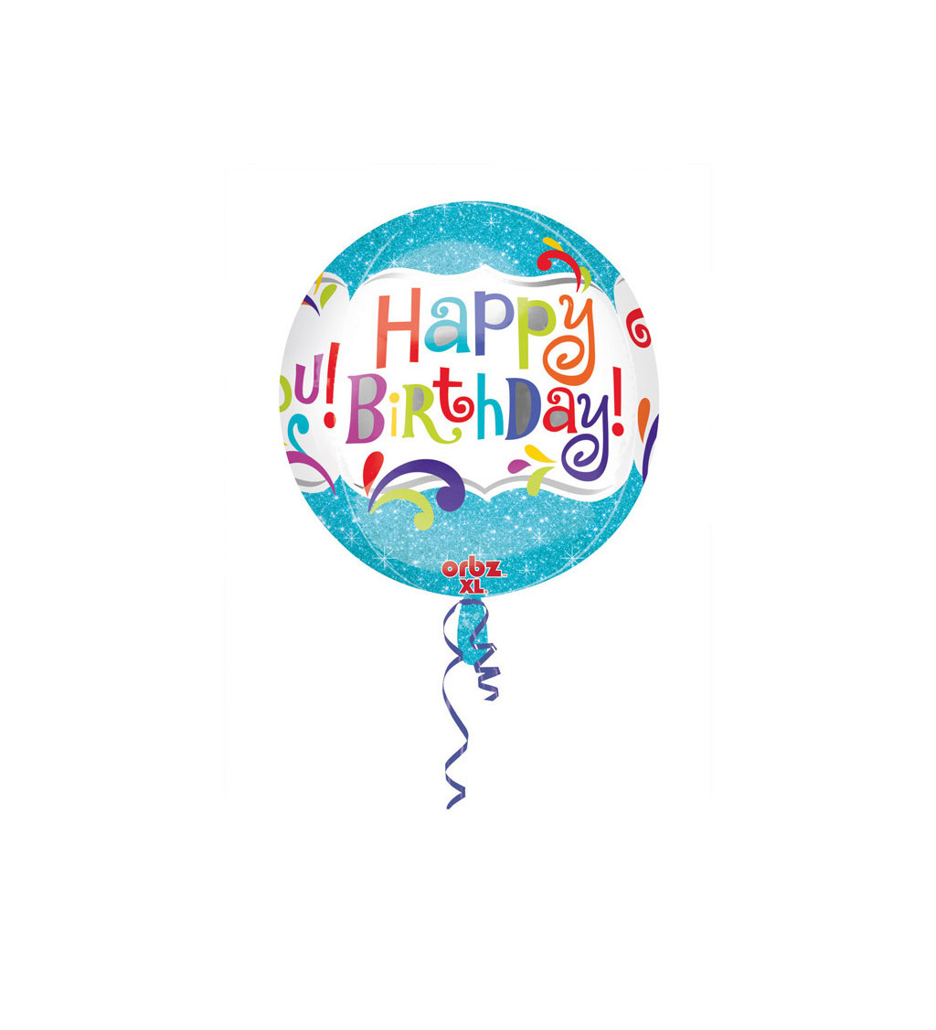 Happy Birthday - modrý balónek
