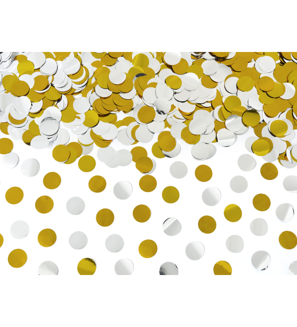 Vystřelovací konfety - zlaté a stříbrné kolečka