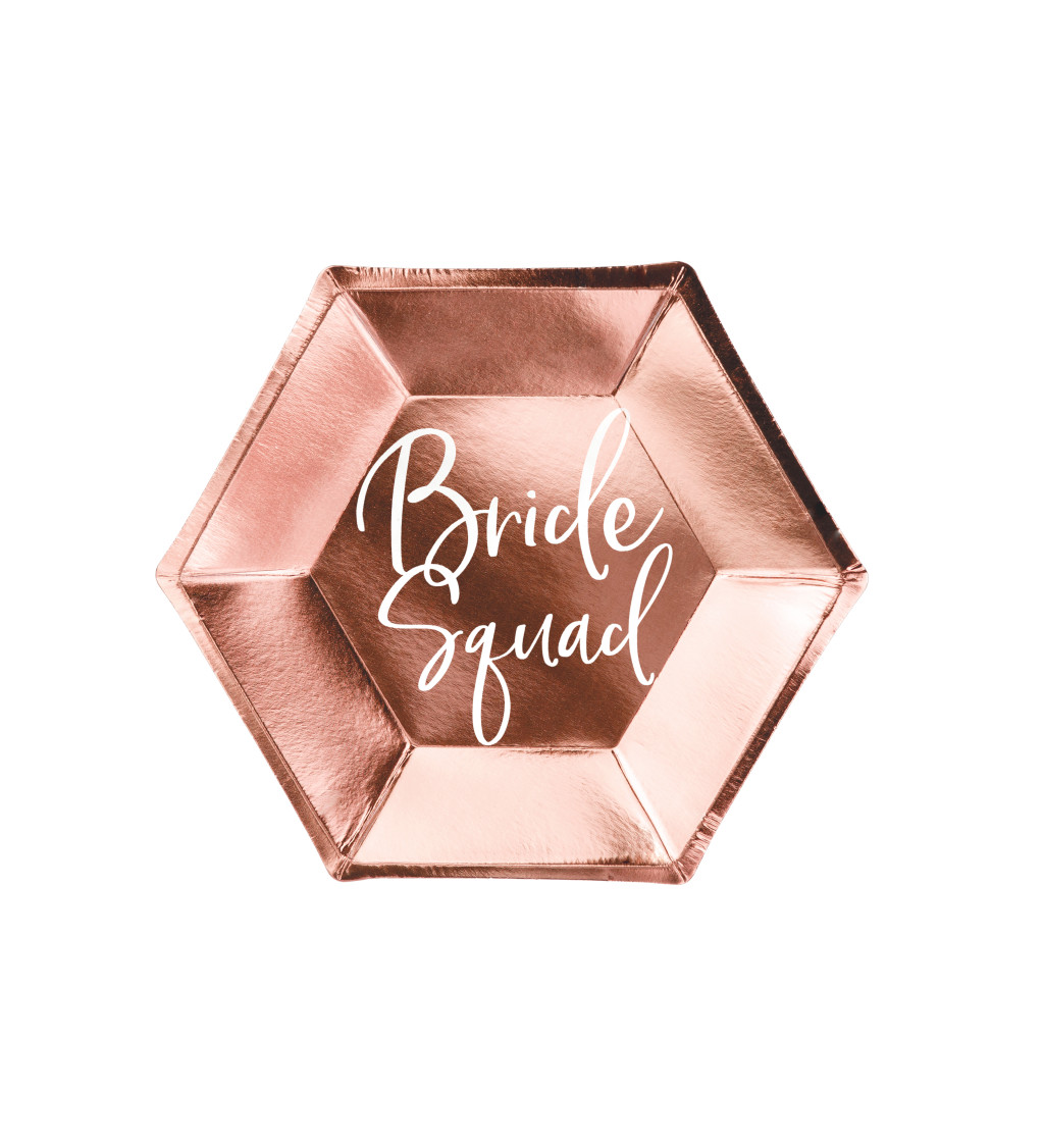Talířky Bride squad - rose gold