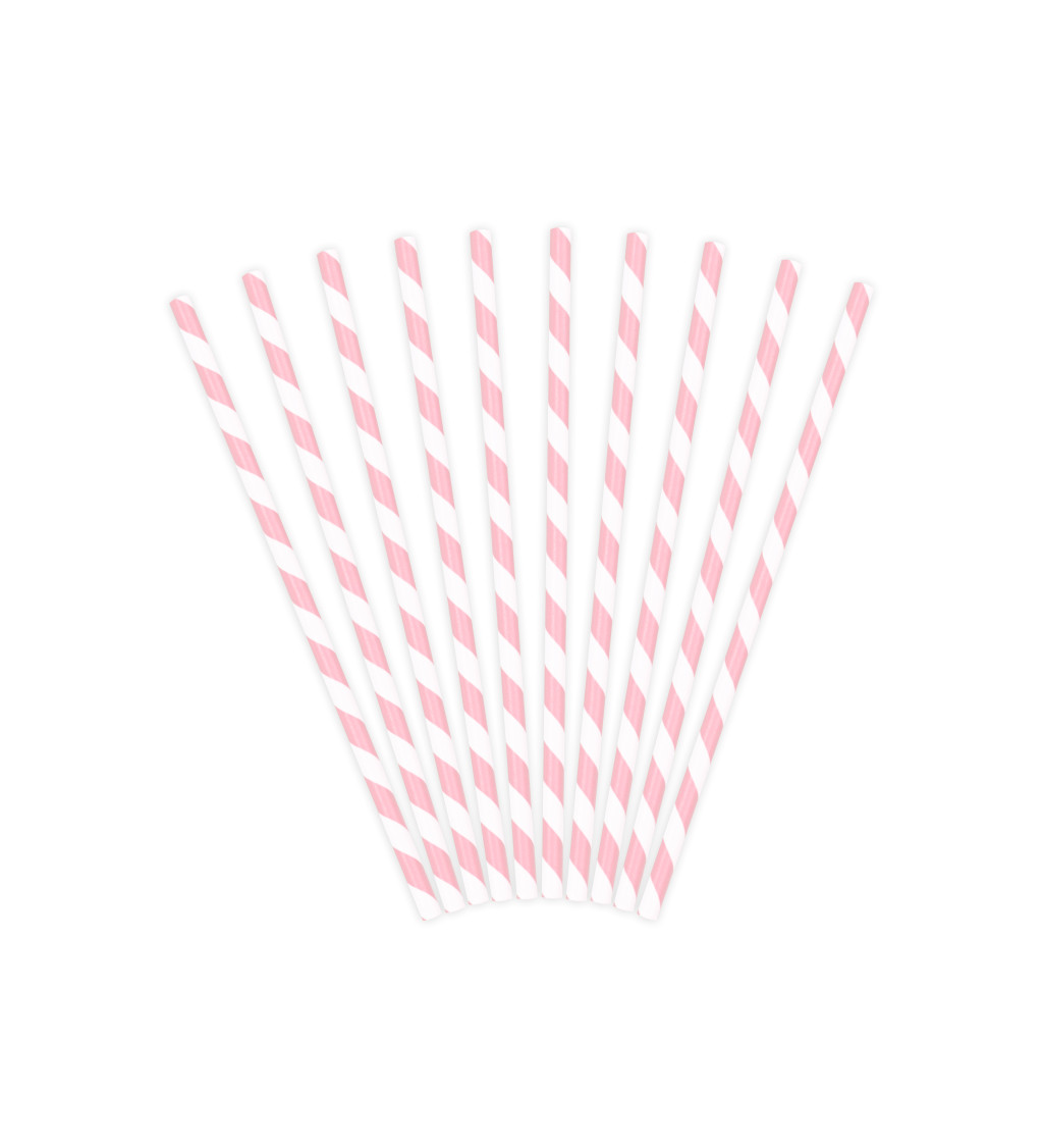 Papírová brčka - růžovo bílá