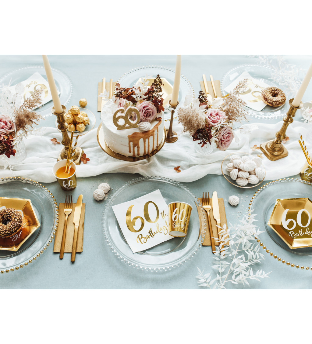 Bílo-zlaté ubrousky - 60. narozeniny