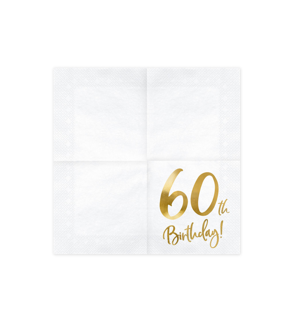 Bílo-zlaté ubrousky - 60. narozeniny