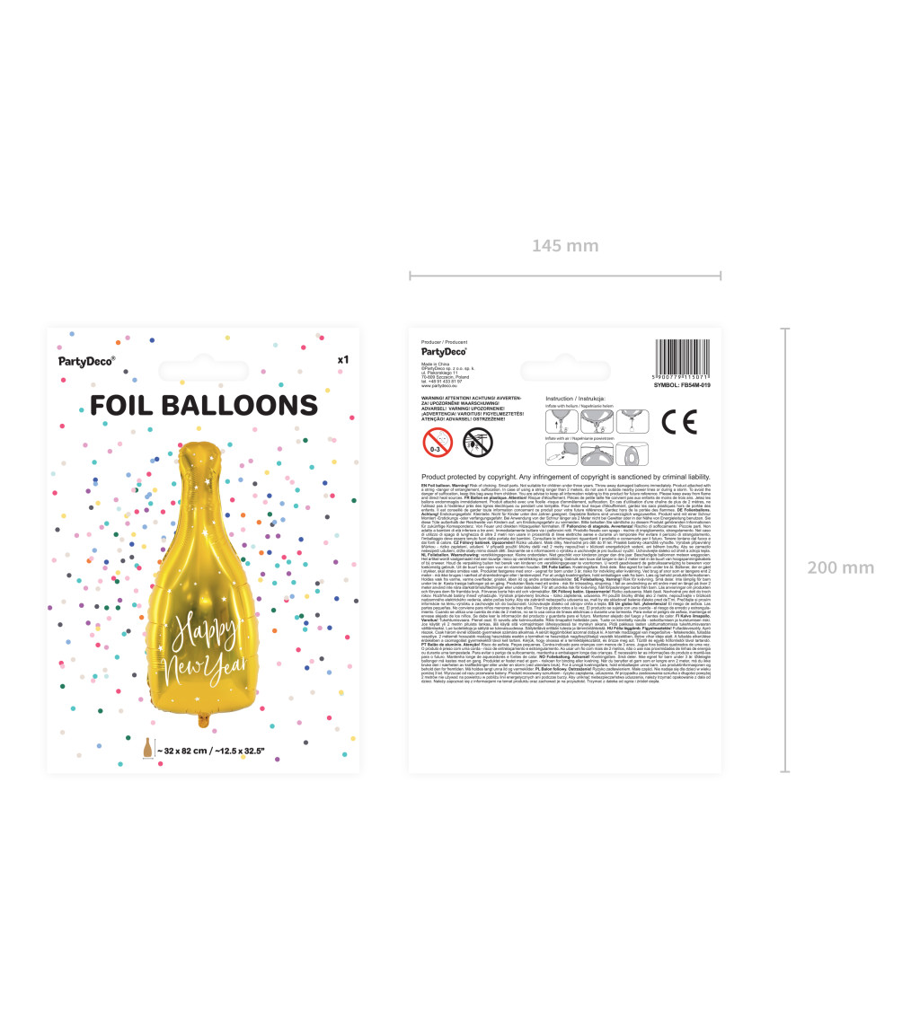 Novoroční balónek - zlatá láhev