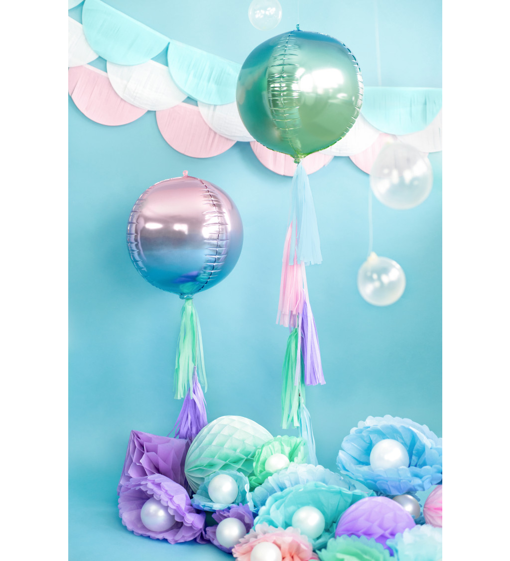 Kulatý fóliový balónek - modro-zelený