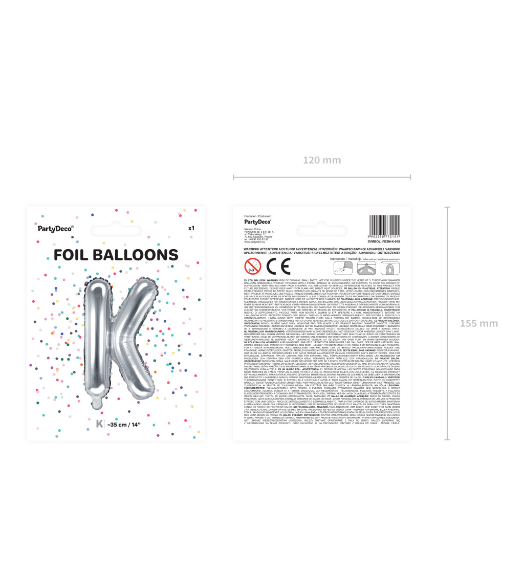 Stříbrný balónek - písmeno K